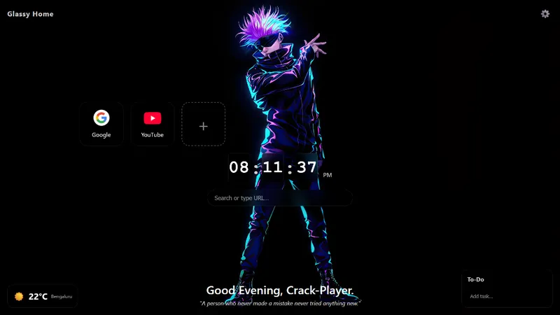 Glassy Home extension screenshot